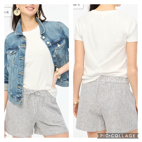 J. Crew Factory Striped Linen Blend High Rise Drawstring Short Size XS - Picture 1 of 10